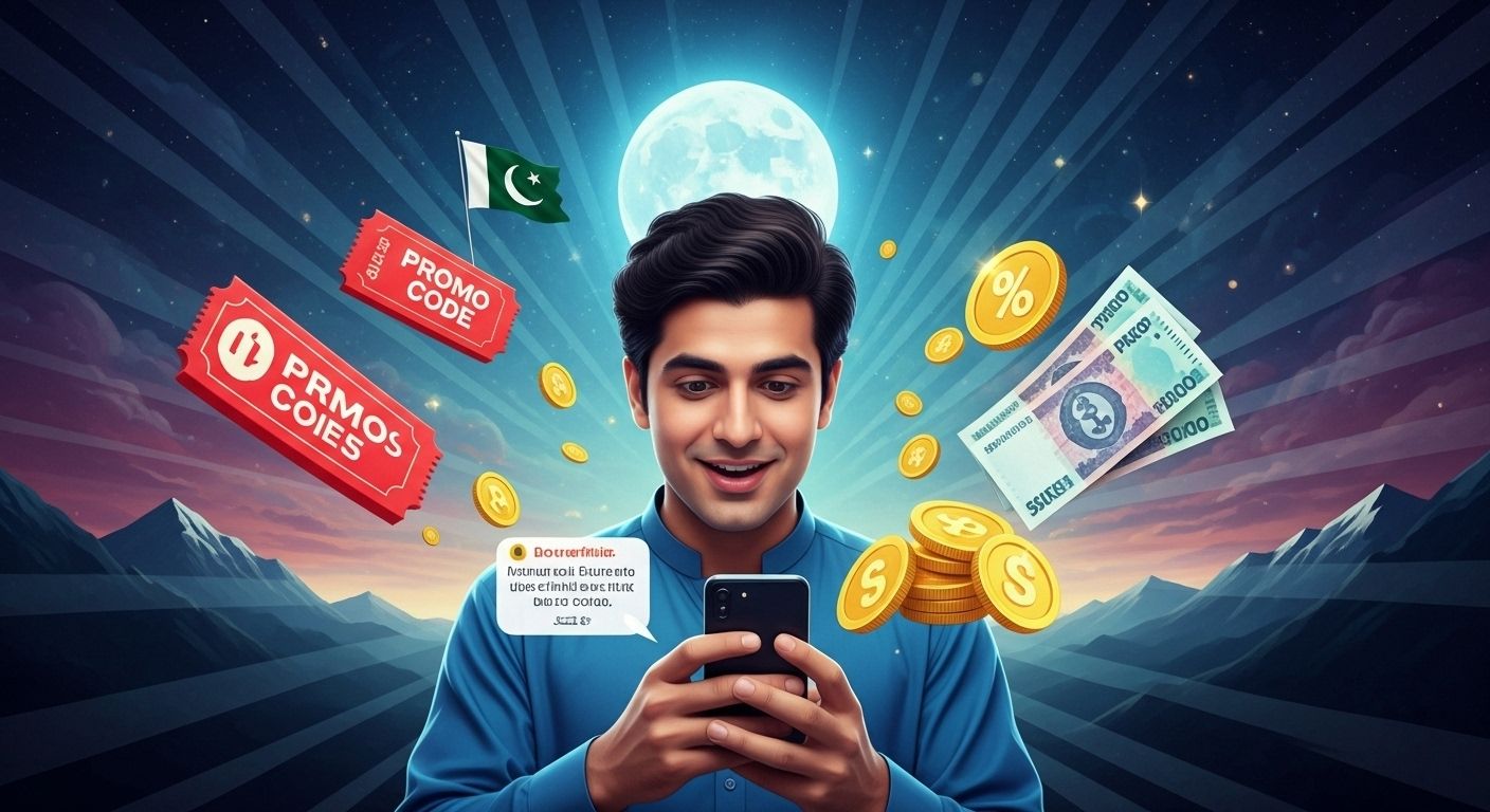 Promo codes, cashback rewards, and PKR notes as bonuses