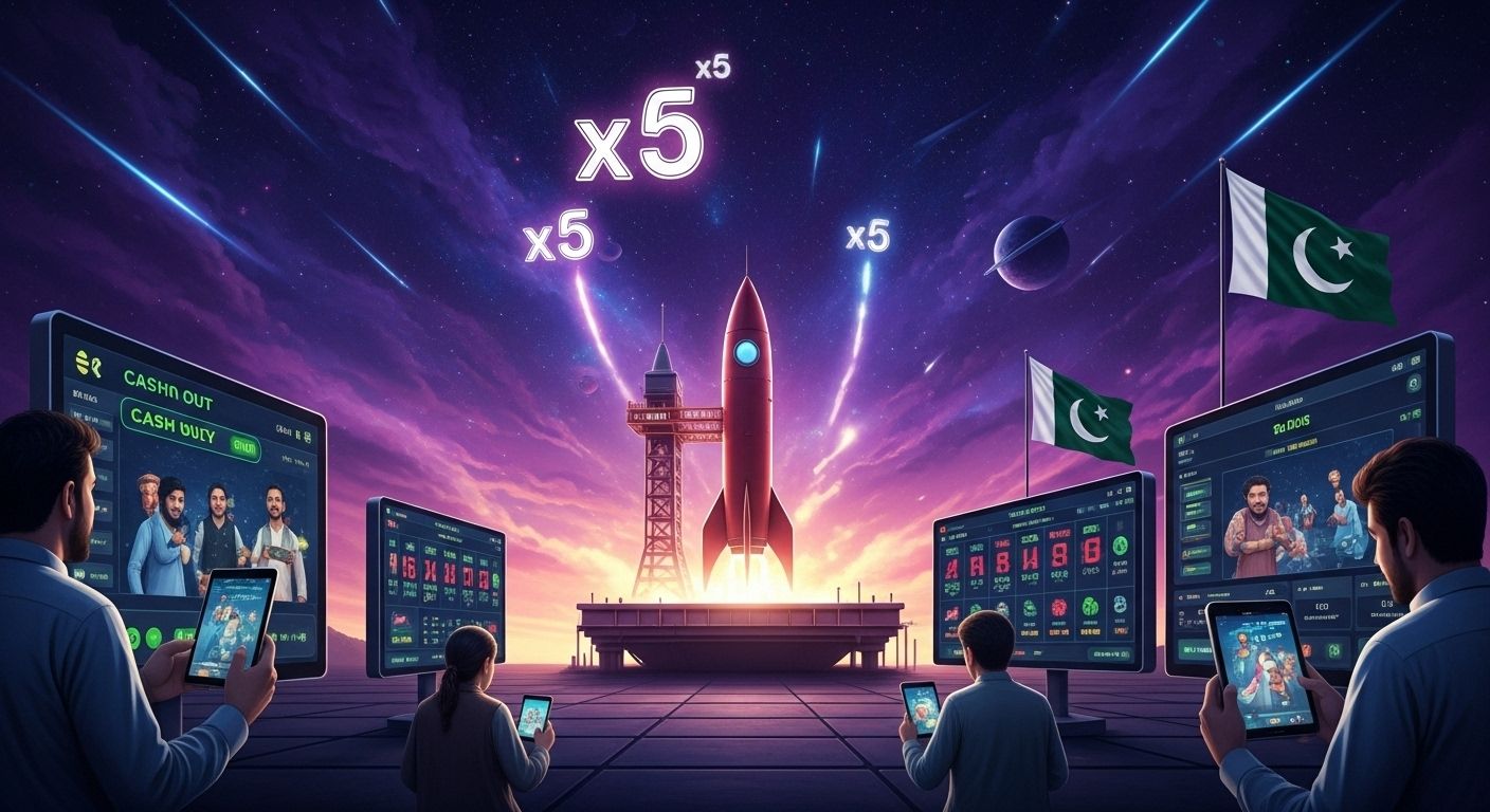 Rocket launch with multipliers rising and players betting